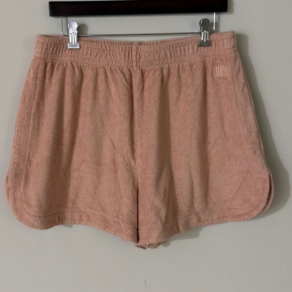 Lunya Good In Bed Terry Cloth Shorts Blush Pink Organic Cotton Large Loungewear
